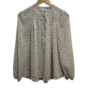 Rachel Zoe Womens Multicolor Floral Print Tie Neck Long Sleeve Blouse Size Small